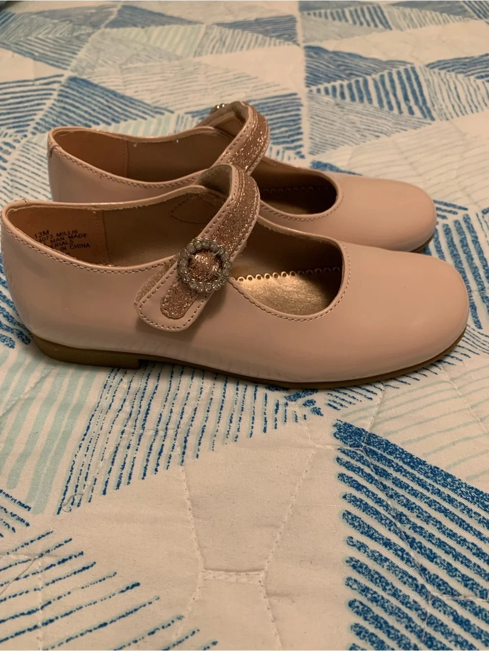Rachel Pink Patent Mary Jane with Glitter Jewel Strap